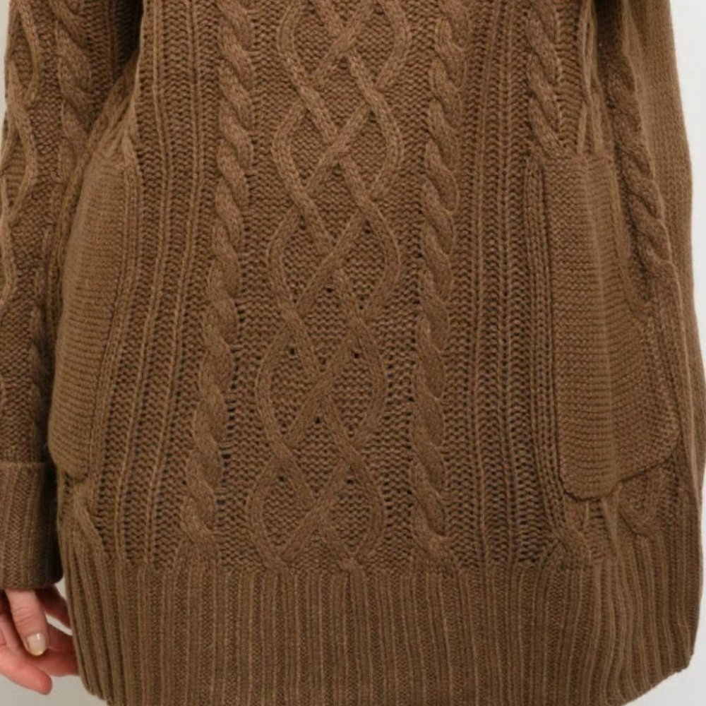 WOMEN'S LONG SLEEVE KNIT TURTLE NECK POCKETS SWEAT - Picture 4 of 4